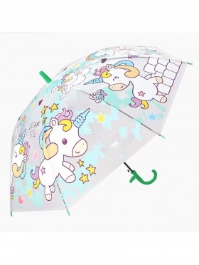 Kids Clear Unicorn Patterned Umbrella